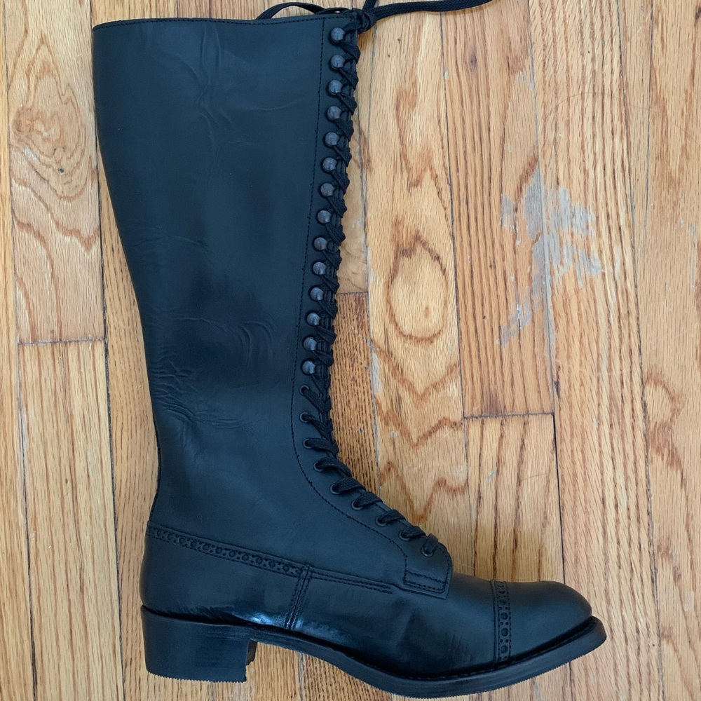 Jo Bear Tall Lace-Up Leather Combat Boots